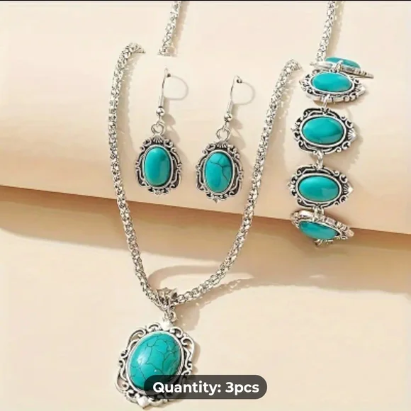 Silver Necklace with Turquoise Pendant - Picture 8 of 10